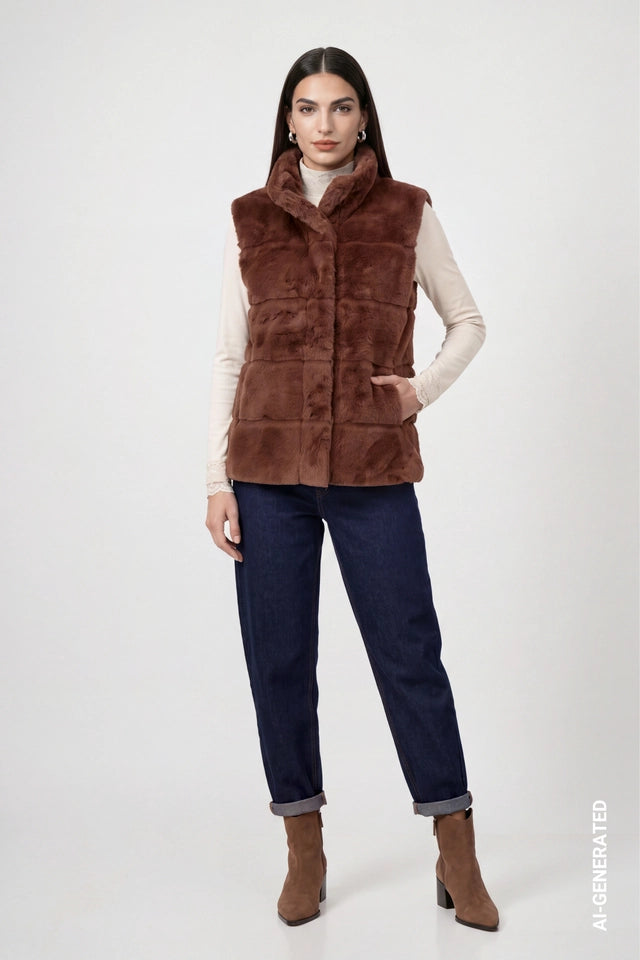 Chocolate Brown Faux Fur Gillet