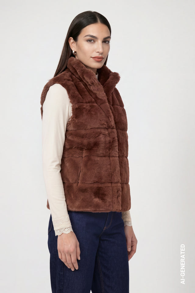 Chocolate Brown Faux Fur Gillet