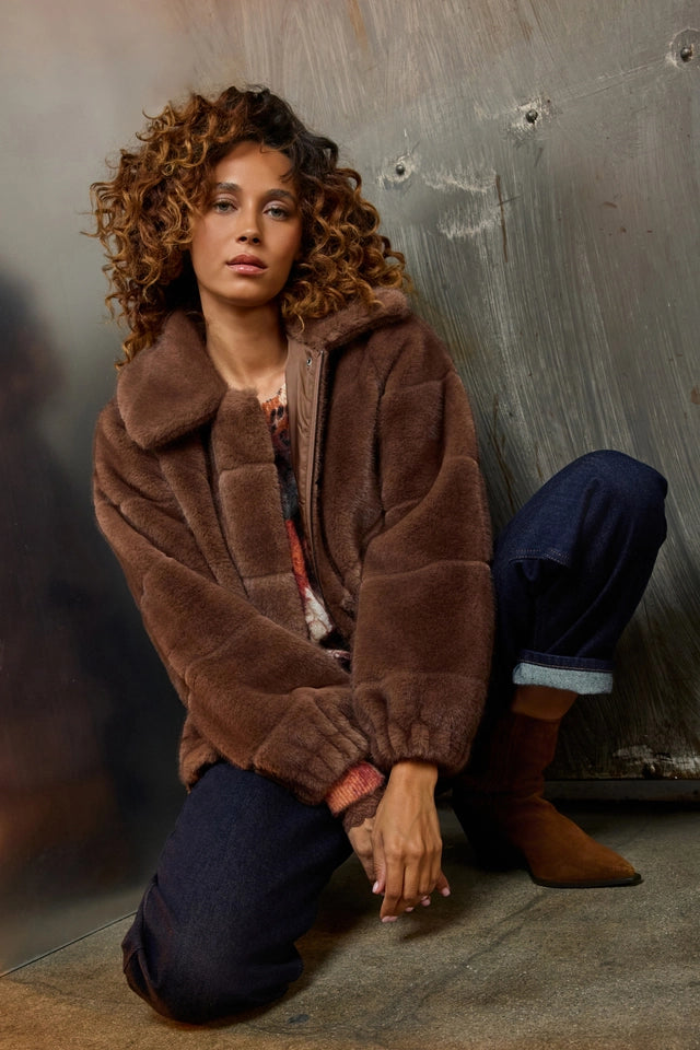 Chocolate Brown Faux Fur Coat