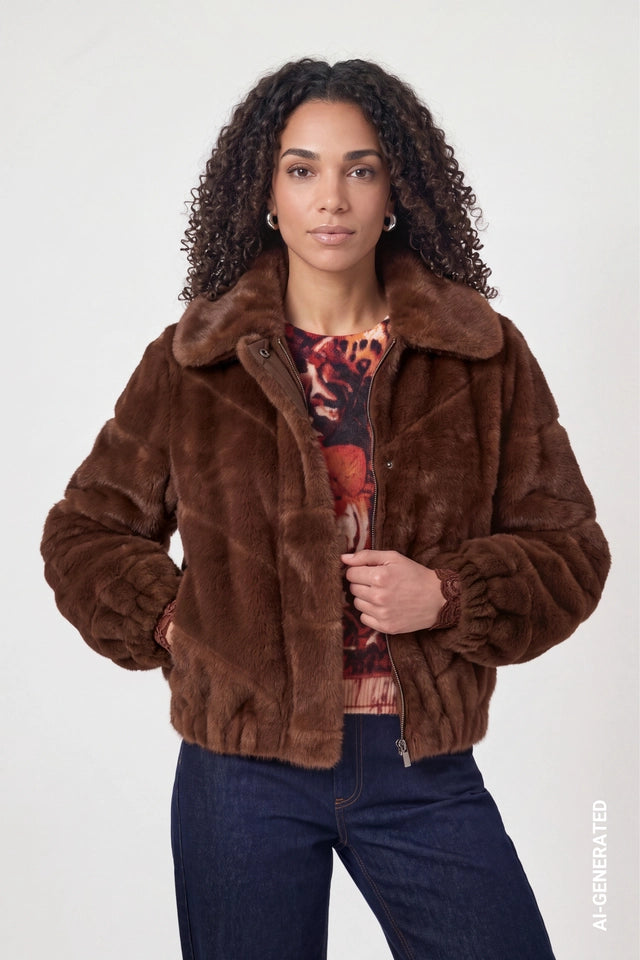 Chocolate Brown Faux Fur Coat