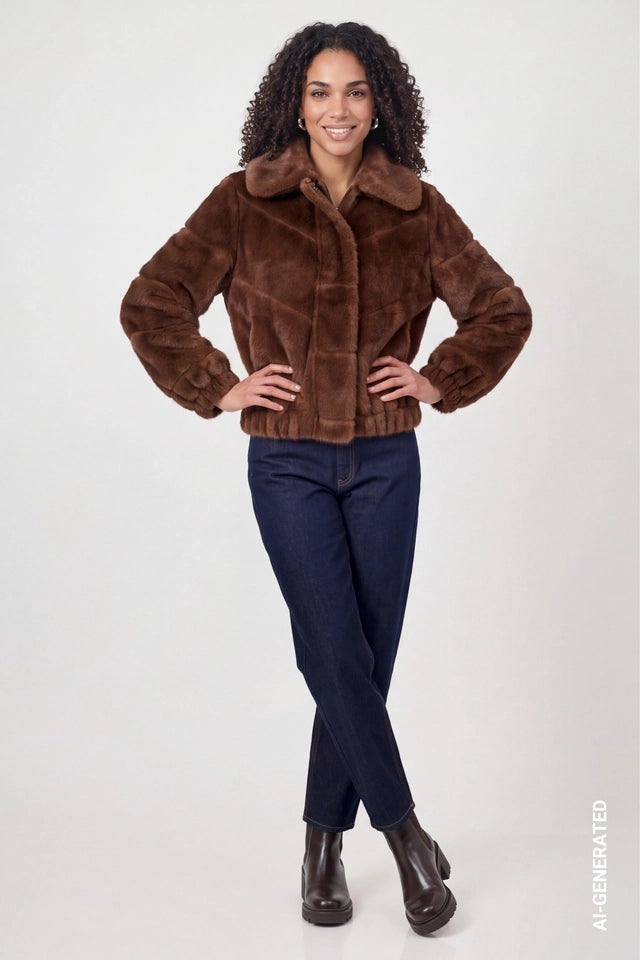 Chocolate Brown Faux Fur Coat