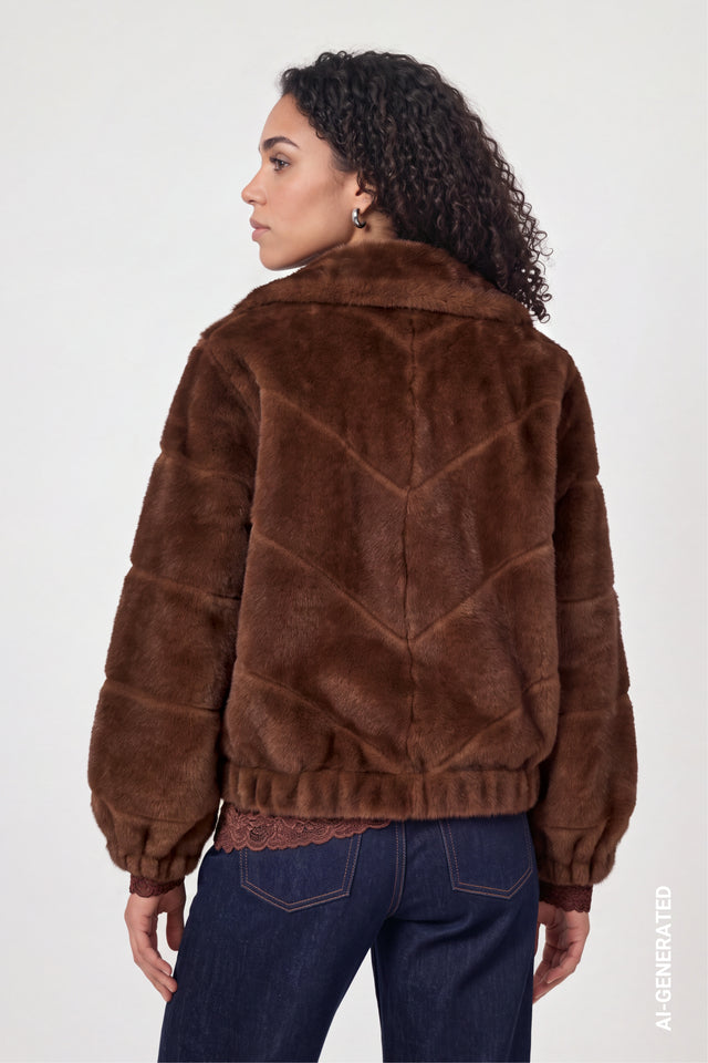 Chocolate Brown Faux Fur Coat
