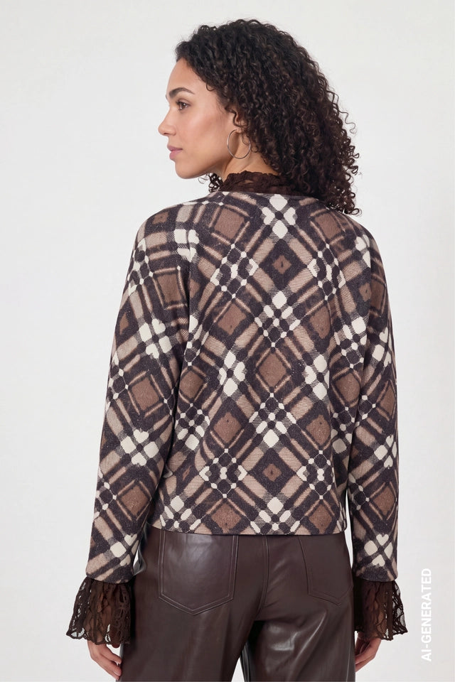 Knitted Jumper With Plaid Pattern