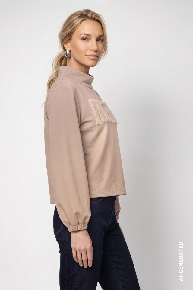 Sesame Sweatshirt With Fur Application