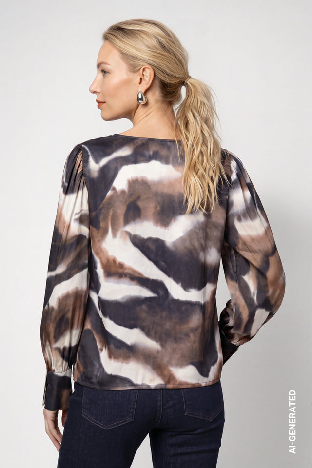 Chocolate Brown Blouse With  Pattern