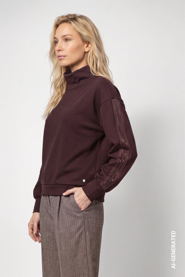 Dark Brown Crystal Stripe Sleeve