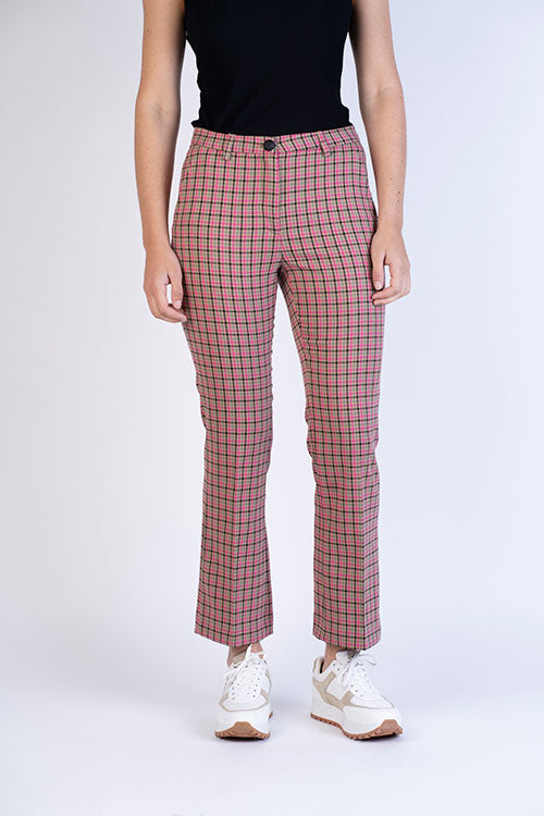 Pink And Beige Check Trousers