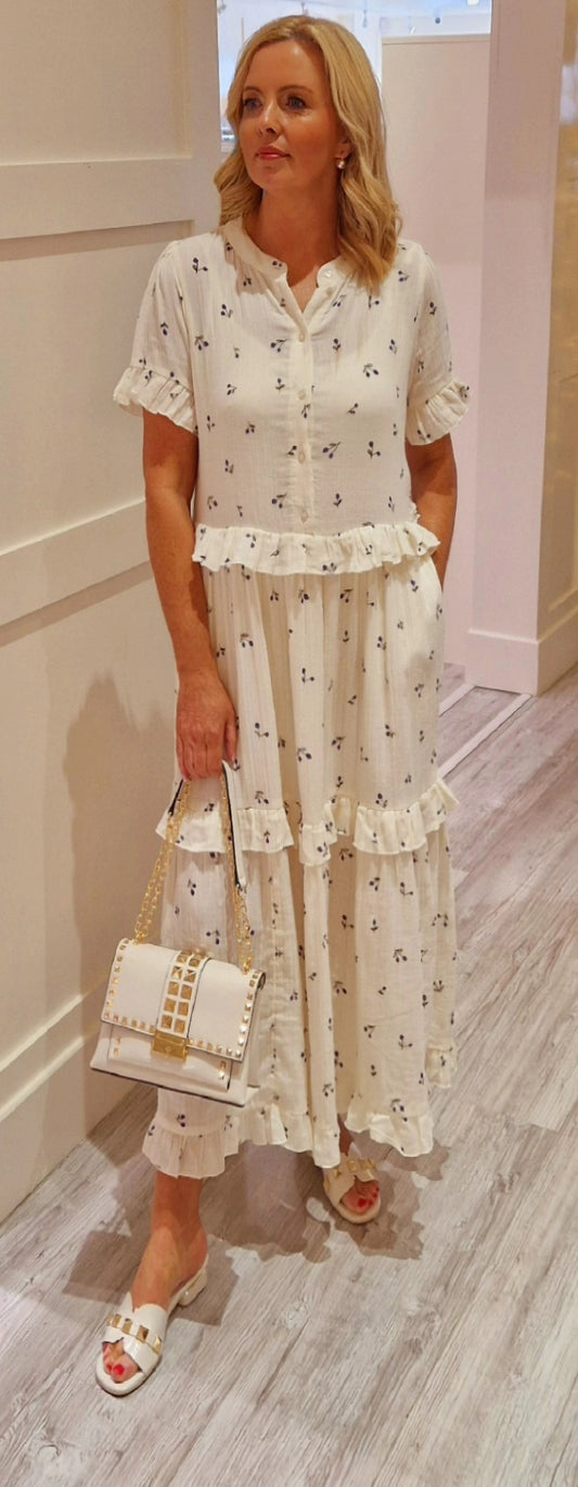 Suzie Cream & Blue Dress