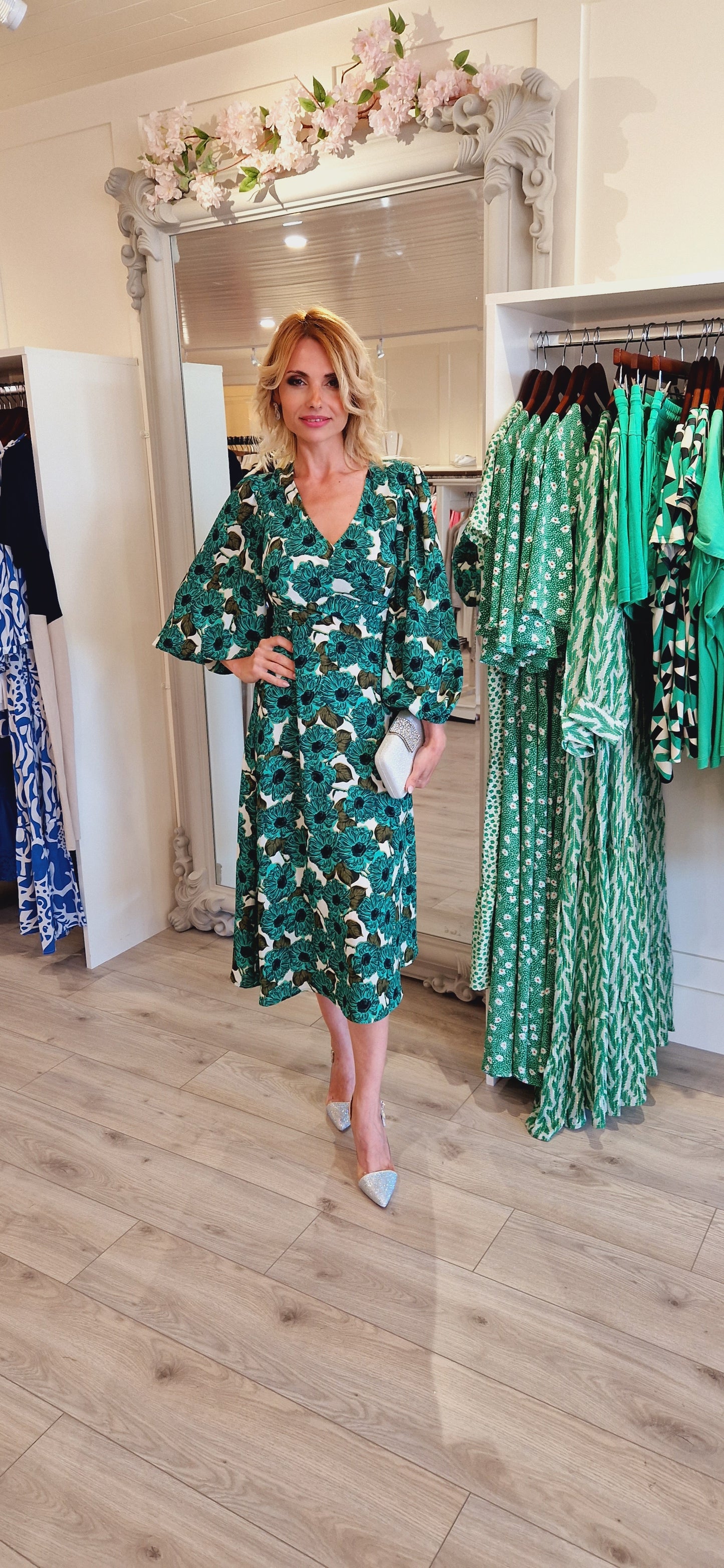 Betsy Green Printed Midi Dress