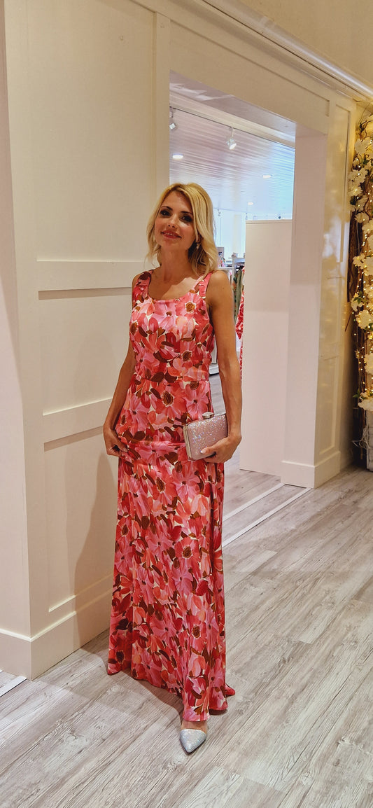 Pink Flower Maxi Dress