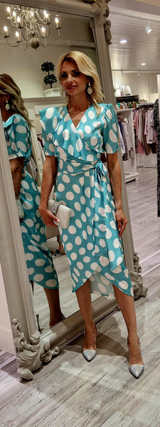 Turquoise  Polka Dot Dress