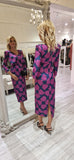 Purple Midi Dress With Geometric Print