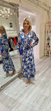 Sabina Blue Printed Midi Dress