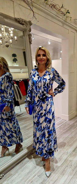 Sabina Blue Printed Midi Dress