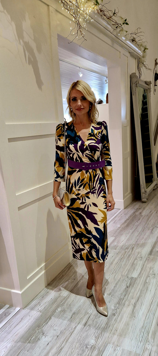 Purple & Teal Printed Dress
