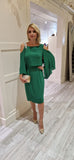 Green Cold Shoulder Midi Dress