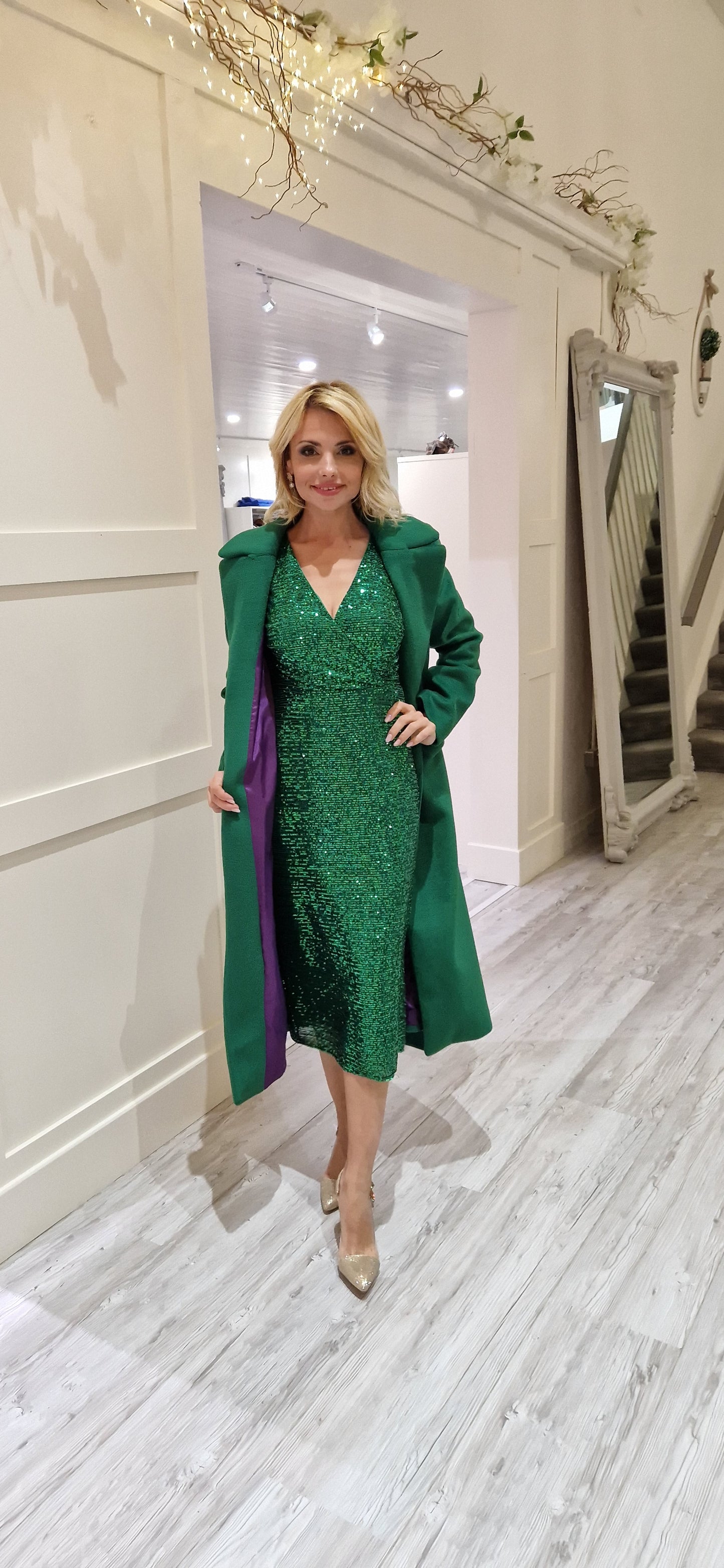 Green Sparkly Midi Dress