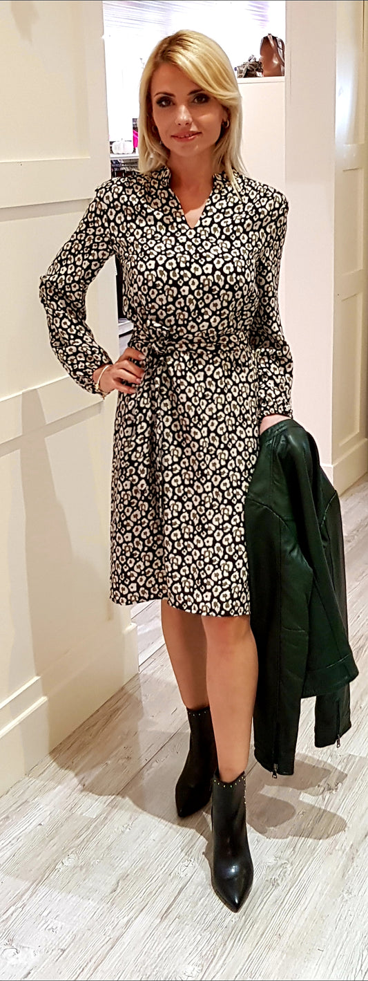 Olive Green & Black Short Dress