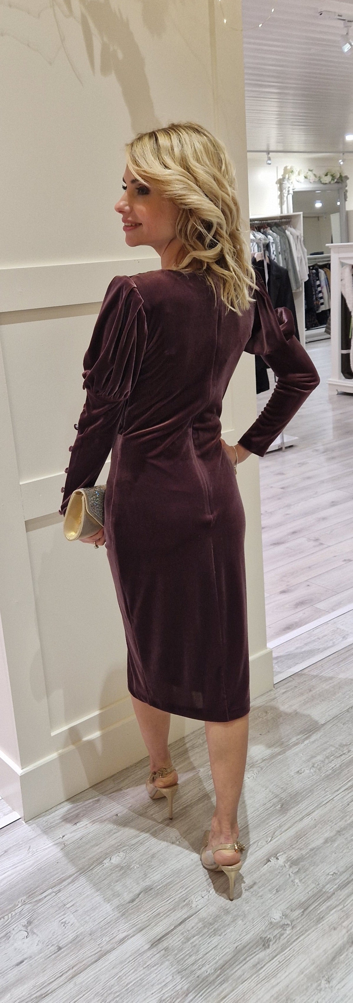 Plum Velvet Midi Dress