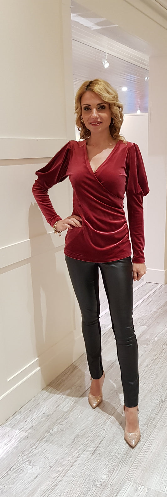 Crushed Velvet Ruby Top