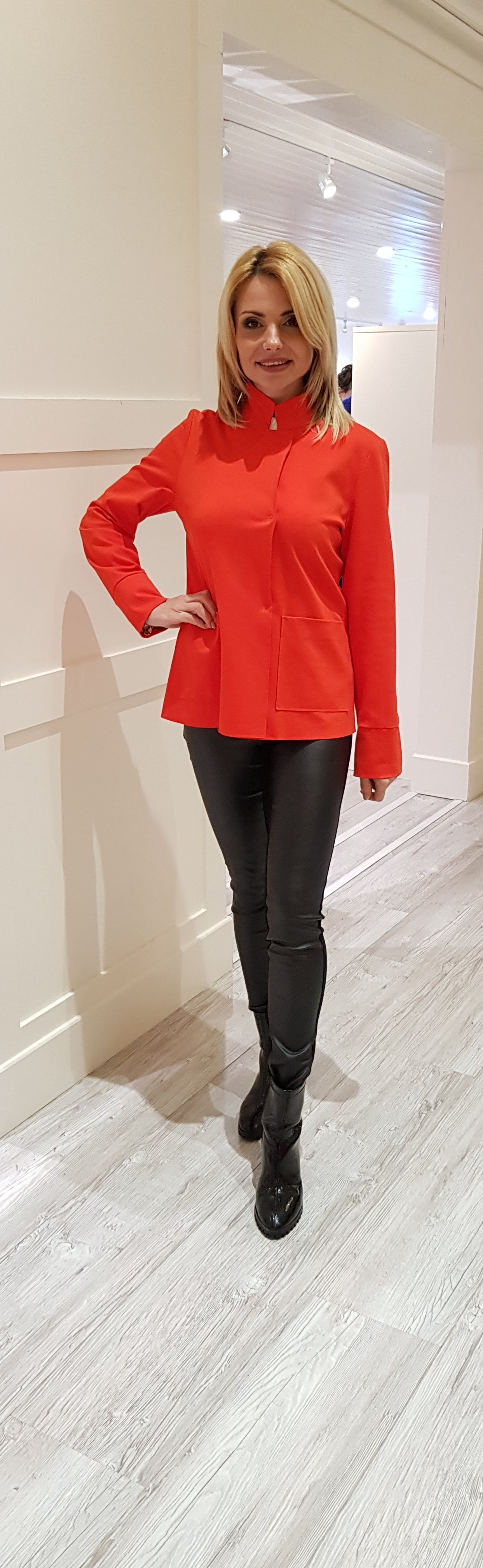 Orange Jacket With Stand-up Collar