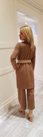 Camel Faux Suede Jacket With Sand Trim