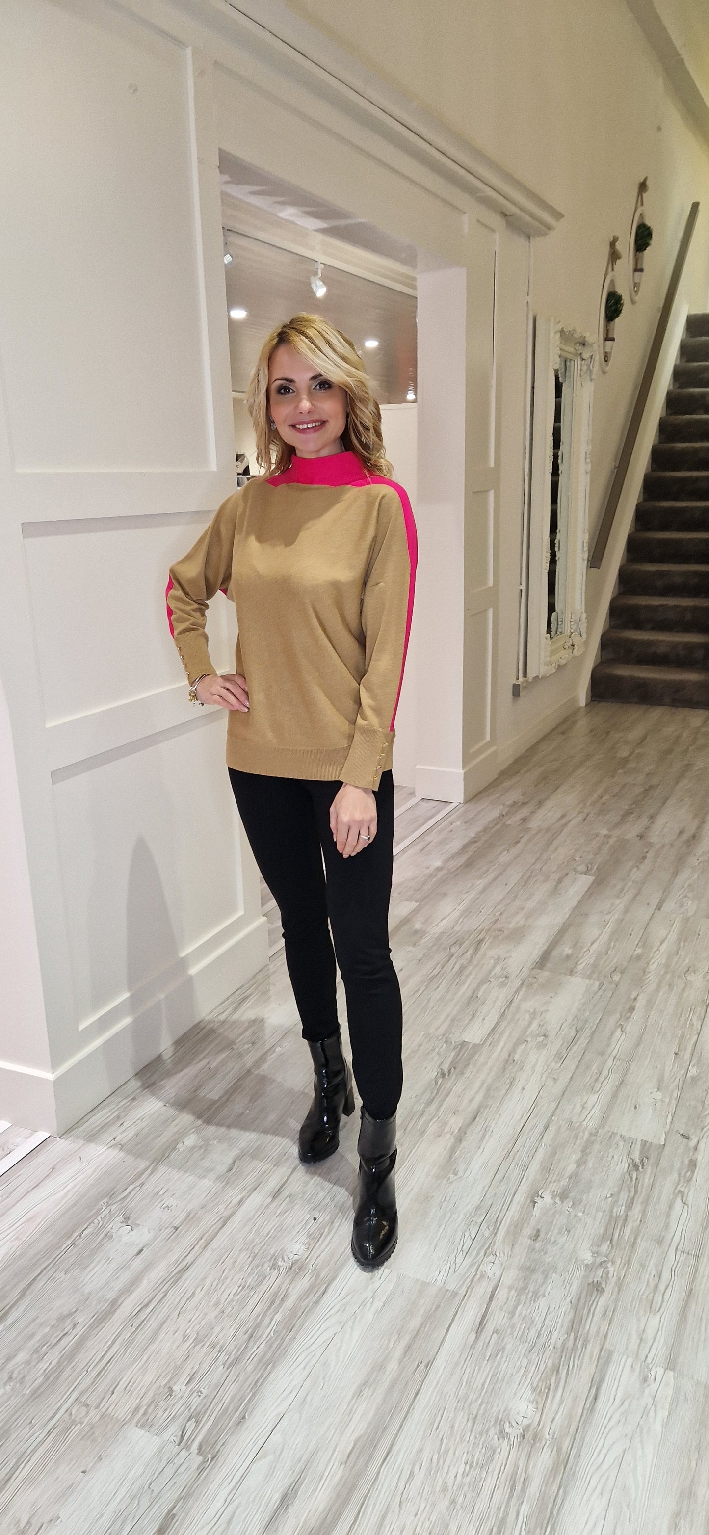 Camel & Pink Jumper