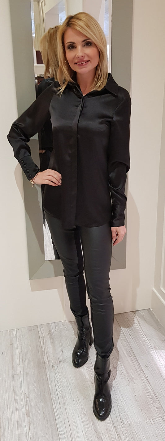 Black Silk look Shirt