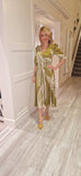 Olive Green Satin Look Midi Dress