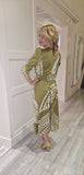 Olive Green Satin Look Midi Dress