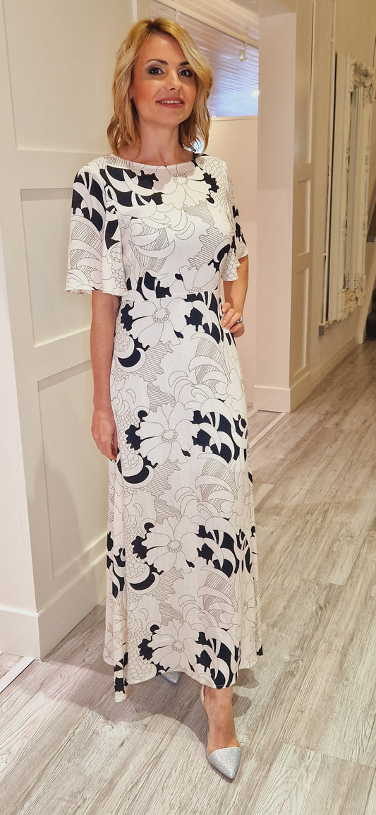 Cream Flower Maxi Dress