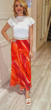 Else Coral Printed Midi Skirt