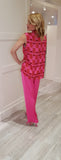 Pink Satin Look Wide Leg Trousers