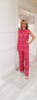 Pink & Red Palazzo Print Trousers