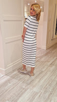 Cream Midi Dress With Stripe