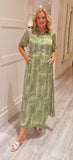 Green Palm Print Dress