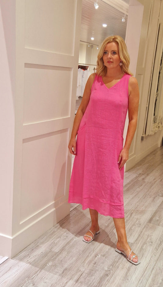Pink Linen Dress