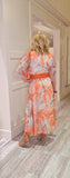 Orange & Beige Floral Dress