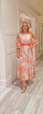 Orange & Beige Floral Dress