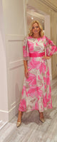 Pink And Beige Chiffon Flower Dress