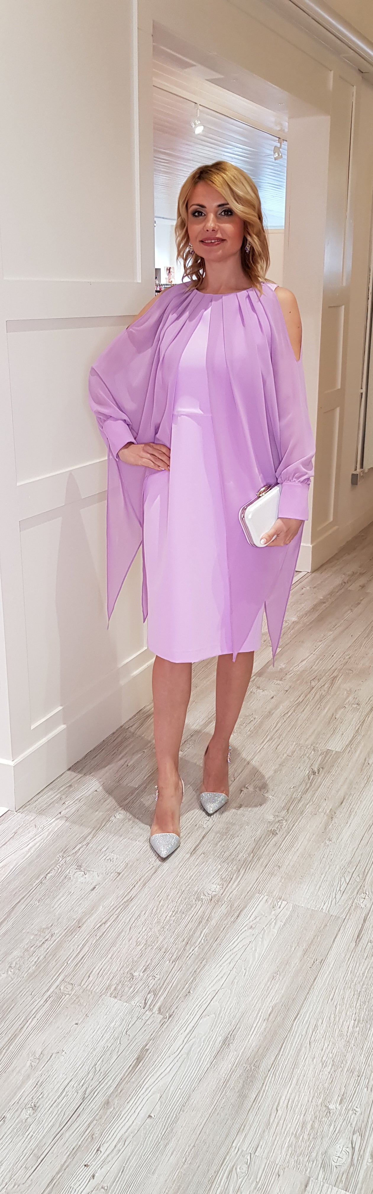 Lilac Dress With Chiffon Sleeve