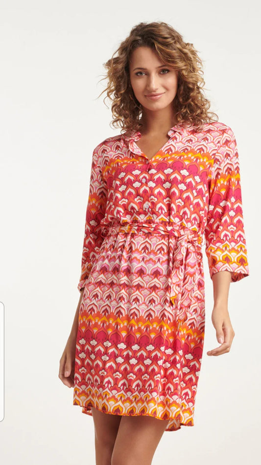 Pink Multicolour Midi Dress