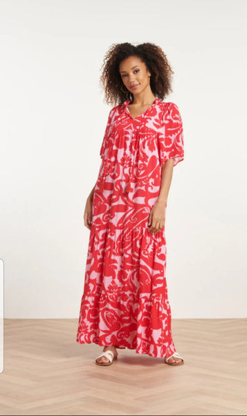 Red and Pink Maxi Dress