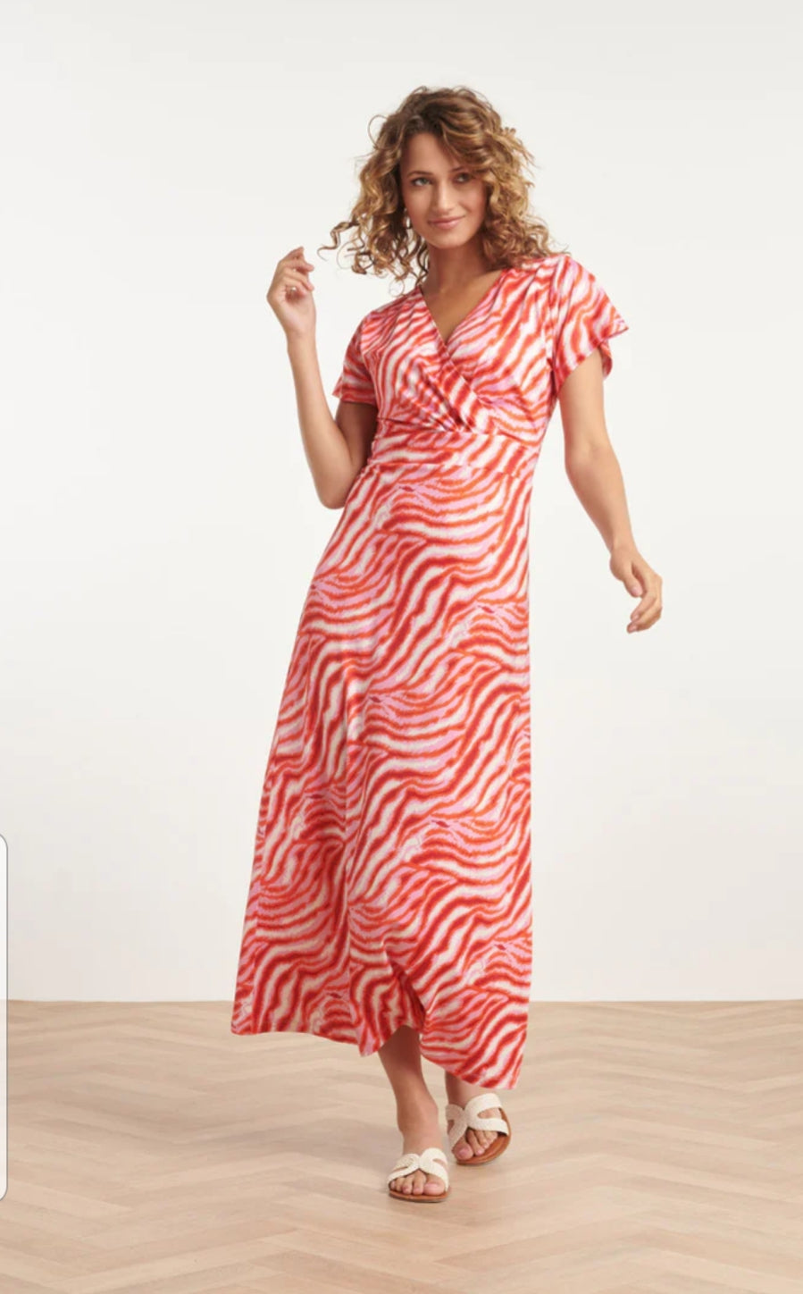 Pink/Red Print Maxi Dress