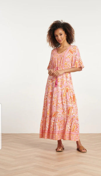 Pink/Orange Print Maxi Dress