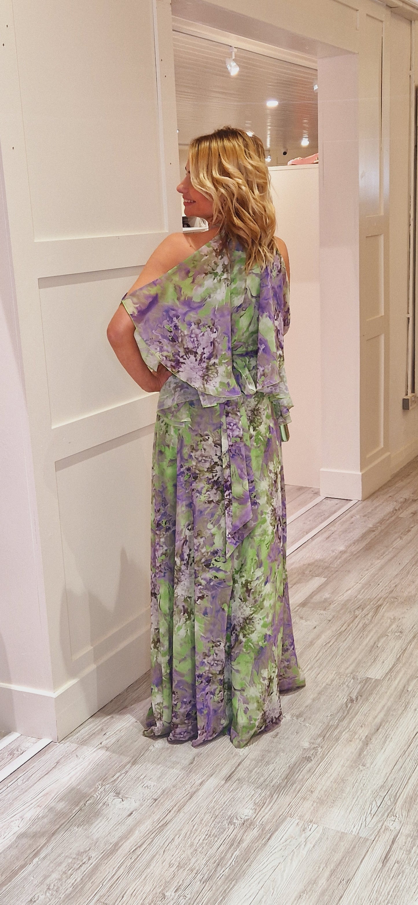 Green and Lavender maxi dress