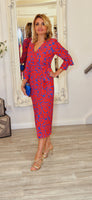 Hungria Red And Blue Midi Dress