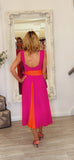 Pink and Orange midi Dress