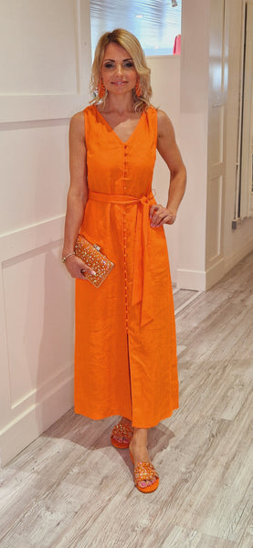Orange 🍊 Linen Dress