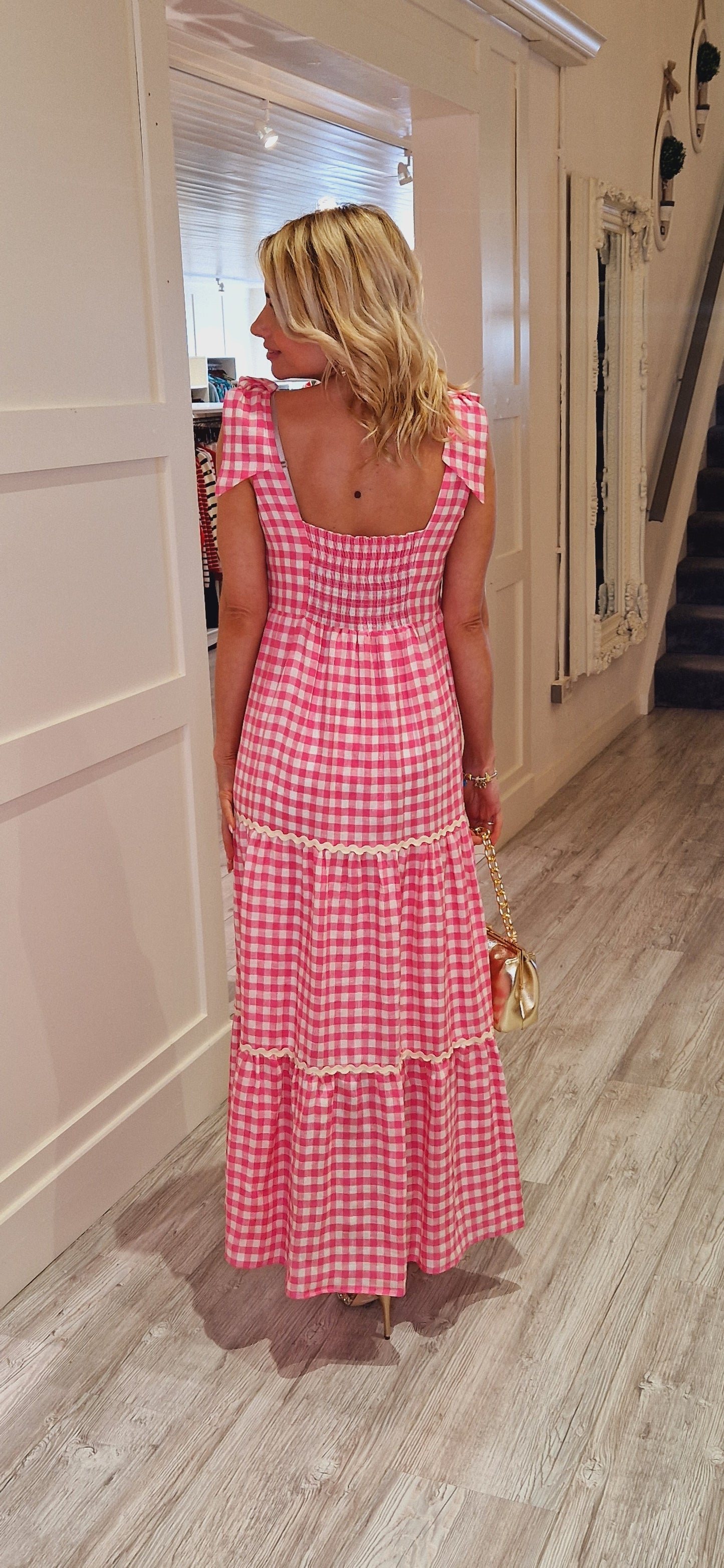 Pink & White Check  Dress